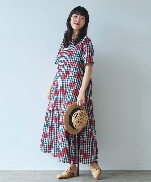 bulle de savon(ビュルデサボン)の「suisai hana プリントワンピース(ワンピース・レディース・レッド/ブルー・FREE)」の15枚目の写真