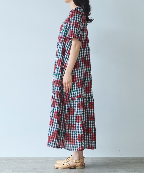 bulle de savon(ビュルデサボン)の「suisai hana プリントワンピース(ワンピース・レディース・レッド/ブルー・FREE)」の21枚目の写真