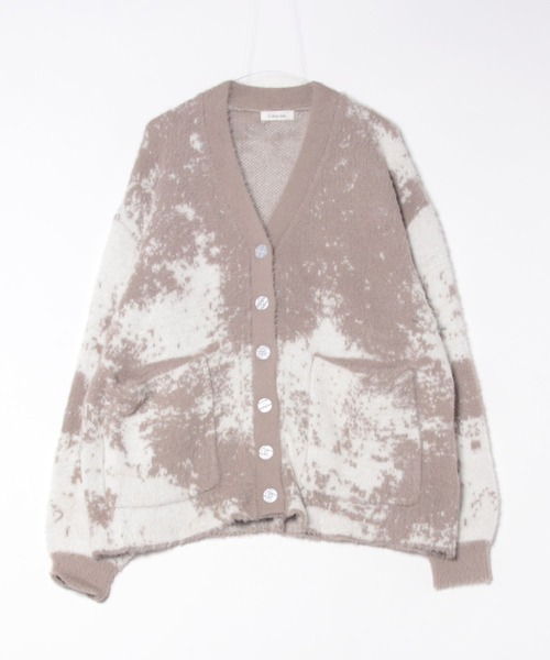 Calon mie(カロンミー)の「OVER SIZE SHAGGY KNIT CARDIGAN/オーバーシャギーニットカーディガン(カーディガン/ボレロ・レディース・ブラック/ライトグレー・FREE)」の4枚目の写真
