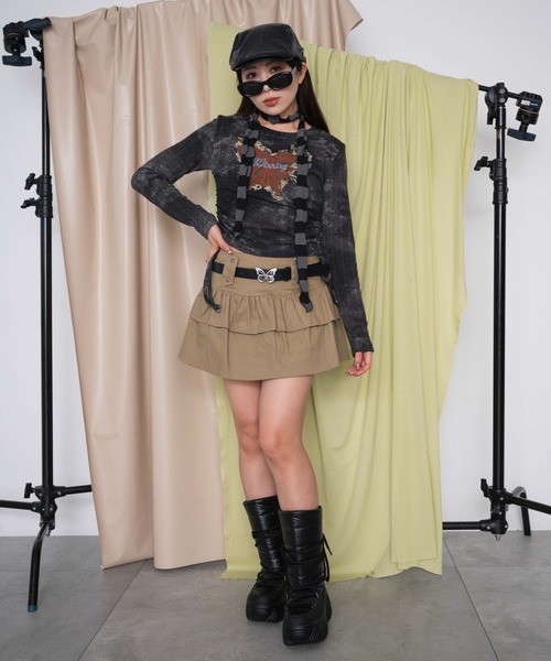 dispark（ディスパーク）の「DISPARK/サイドギャザーバタフライトップス（Tシャツ/カットソー・レディース・ブラウン/スミクロ・FREE）」の3枚目の写真