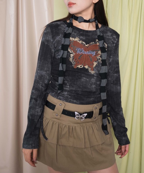 dispark（ディスパーク）の「DISPARK/サイドギャザーバタフライトップス（Tシャツ/カットソー・レディース・ブラウン/スミクロ・FREE）」の5枚目の写真