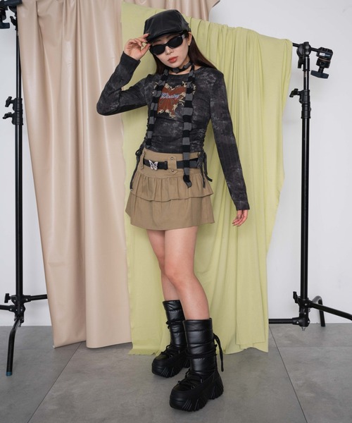 dispark（ディスパーク）の「DISPARK/サイドギャザーバタフライトップス（Tシャツ/カットソー・レディース・ブラウン/スミクロ・FREE）」の8枚目の写真