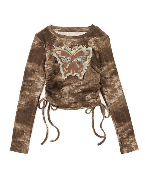 dispark（ディスパーク）の「DISPARK/サイドギャザーバタフライトップス（Tシャツ/カットソー・レディース・ブラウン/スミクロ・FREE）」の12枚目の写真