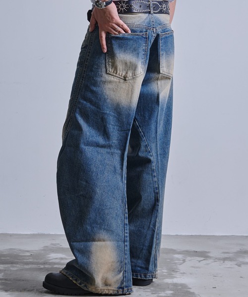 90’s リメイクデニムパンツ　WIND フレアパンツ　フレアデニム Amazon | かっこいい ウォッシュド加工 リメイクデニム ナロー