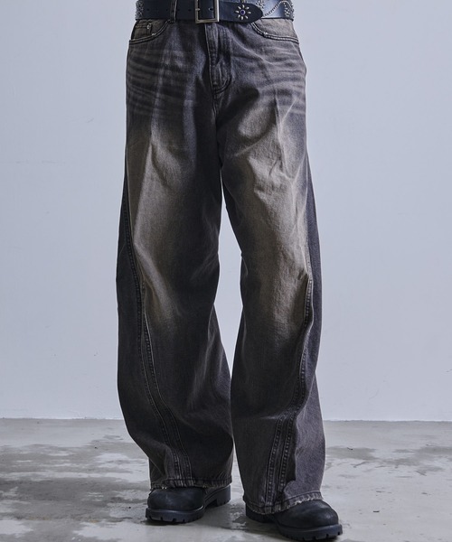 A'gem（エージェム）の「A'GEM/9 × .kom 『.kom/ドットケーオーエム』カットフレア カーブ デニムパンツ（デニムパンツ・メンズ・ブラック/ブルー・S/M/L）」の22枚目の写真