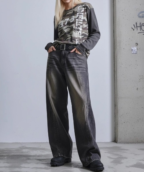 A'gem（エージェム）の「A'GEM/9 × .kom 『.kom/ドットケーオーエム』カットフレア カーブ デニムパンツ（デニムパンツ・メンズ・ブラック/ブルー・S/M/L）」の20枚目の写真