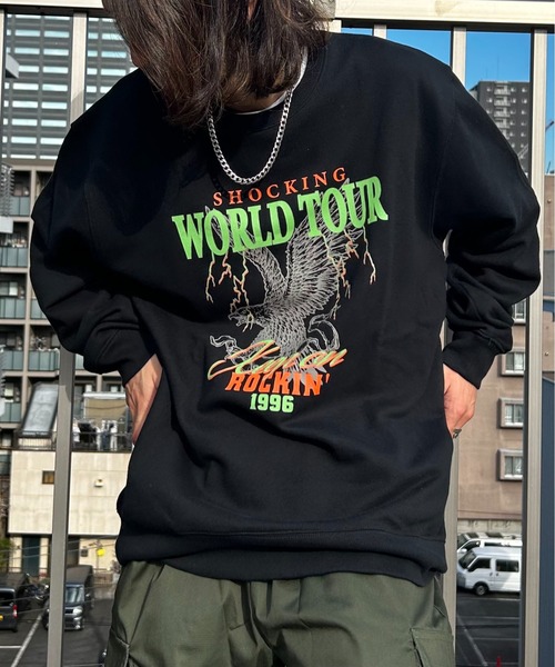 MODISH GAZE(モディシュガゼ)の「【MODISH GAZE】WORLD TOUR バンド風裏毛スウェット(スウェット・メンズ・ブラック/ホワイト/グレー系その他・LARGE)」の16枚目の写真