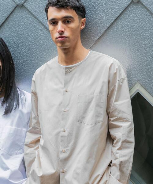 セール】new basic THOMAS MASON NOCOLLAR SHIRTS（シャツ/ブラウス