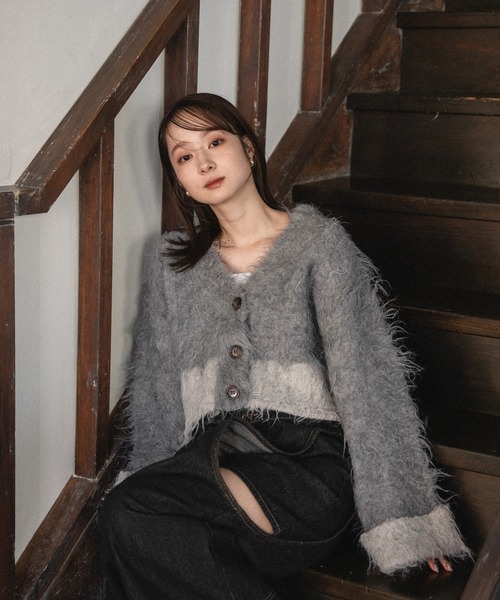 color scheme flare cardigan / 配色フレアスリーブカーディガン（カーディガン/ボレロ）｜mideal（マイディール）