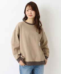 ジャカード カットキルト 配色ネックプルオーバー