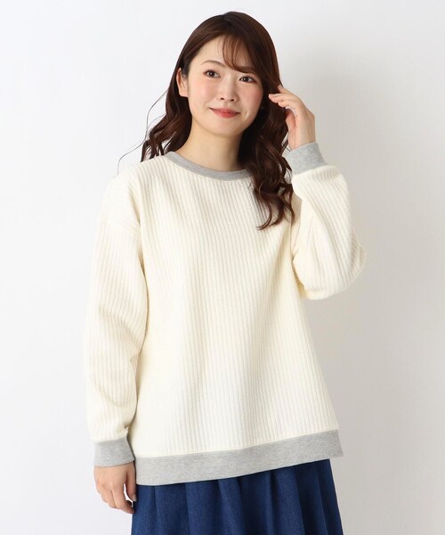 one'sterrace(ワンズテラス)の「ジャカード カットキルト 配色ネックプルオーバー(Tシャツ/カットソー・レディース・ベージュ系8/アイボリー系8/グレー系その他7・02)」の3枚目の写真