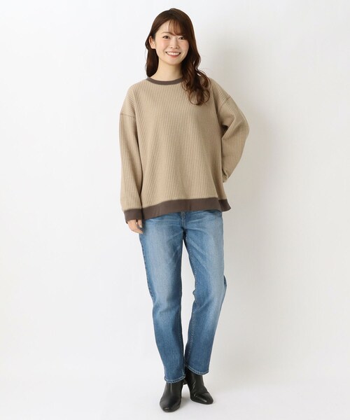one'sterrace(ワンズテラス)の「ジャカード カットキルト 配色ネックプルオーバー(Tシャツ/カットソー・レディース・ベージュ系8/アイボリー系8/グレー系その他7・02)」の4枚目の写真