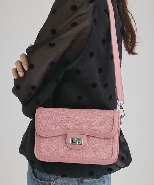fifth（フィフス）の「ツイードフラップショルダーバッグ（ショルダーバッグ・レディース・ブルー/アイボリー/ピンク・FREE）」の3枚目の写真