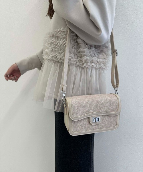 fifth（フィフス）の「ツイードフラップショルダーバッグ（ショルダーバッグ・レディース・ブルー/アイボリー/ピンク・FREE）」の6枚目の写真