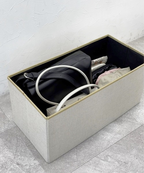 収納力抜群・椅子にもなる】ストレージスツール[モノクロ](W60cm