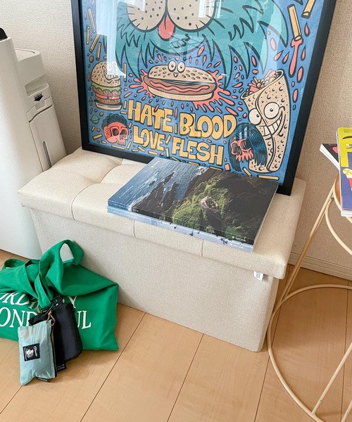 収納力抜群・椅子にもなる】ストレージスツール[モノクロ](W60cm