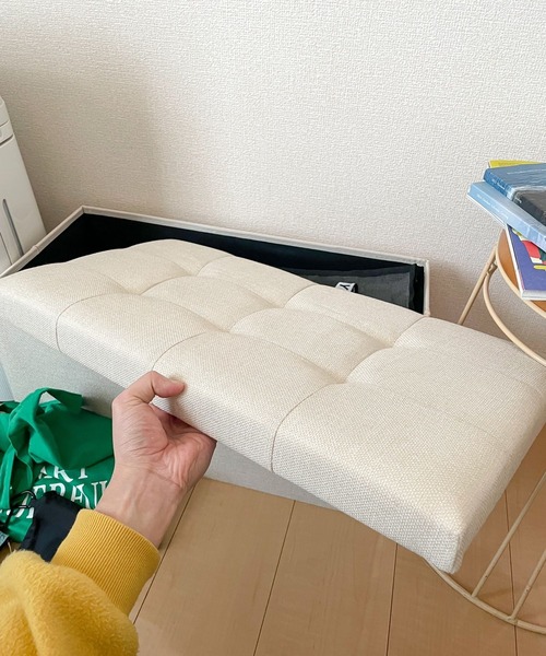 LAKOLE（ラコレ）の「【収納力抜群・椅子にもなる】ストレージスツール[モノクロ](W60cm) / 284431（収納グッズ・レディース・グレー/アイボリー・FREE）」の21枚目の写真