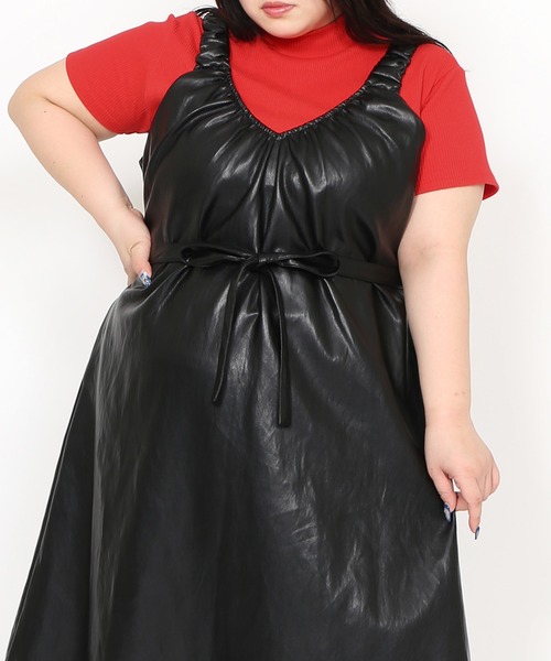 PUNYUS（プニュズ）の「合皮2WAYワンピース（ワンピース・レディース・ブラウン/ブラック・1/2/3/4）」の14枚目の写真