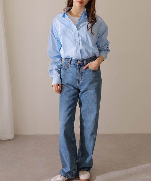 Lace Ladies(レースレディース)の「バックタック オーバーサイズ 前開き 長袖 ブラウス(シャツ/ブラウス・レディース・ブルー/グレー/ブラック/ホワイト・FREE/S)」の6枚目の写真