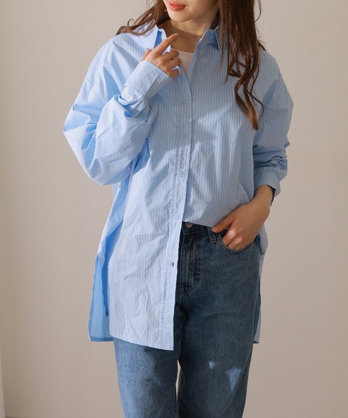 Lace Ladies(レースレディース)の「バックタック オーバーサイズ 前開き 長袖 ブラウス(シャツ/ブラウス・レディース・ブルー/グレー/ブラック/ホワイト・FREE/S)」の8枚目の写真