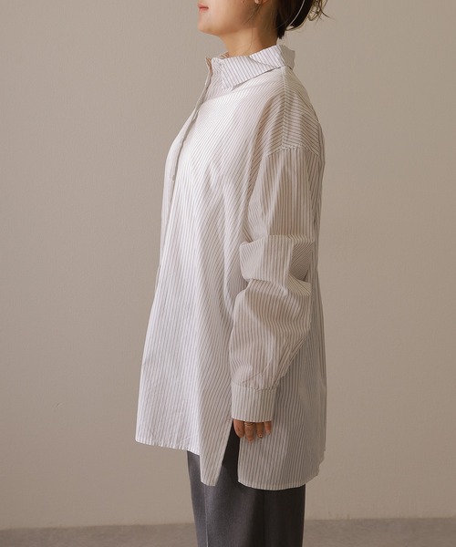 Lace Ladies(レースレディース)の「バックタック オーバーサイズ 前開き 長袖 ブラウス(シャツ/ブラウス・レディース・ブルー/グレー/ブラック/ホワイト・FREE/S)」の20枚目の写真