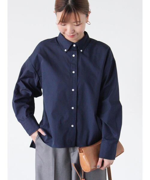 Lugnoncure（ルノンキュール）の「ボタンダウンクロップドシャツ（シャツ/ブラウス・レディース・サックスブルー/ネイビー/オフホワイト・F）」の2枚目の写真