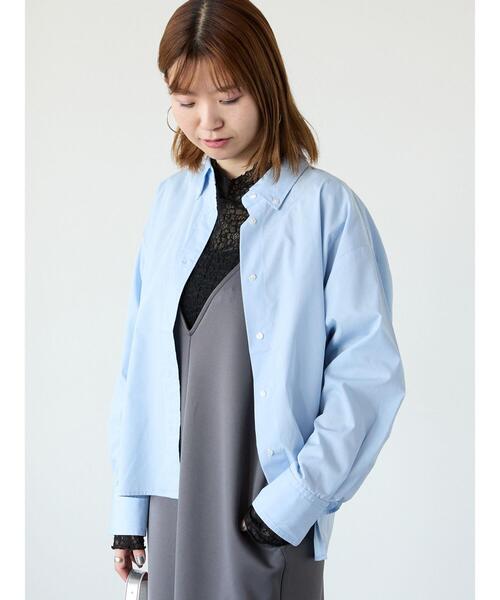 Lugnoncure（ルノンキュール）の「ボタンダウンクロップドシャツ（シャツ/ブラウス・レディース・サックスブルー/ネイビー/オフホワイト・F）」の3枚目の写真