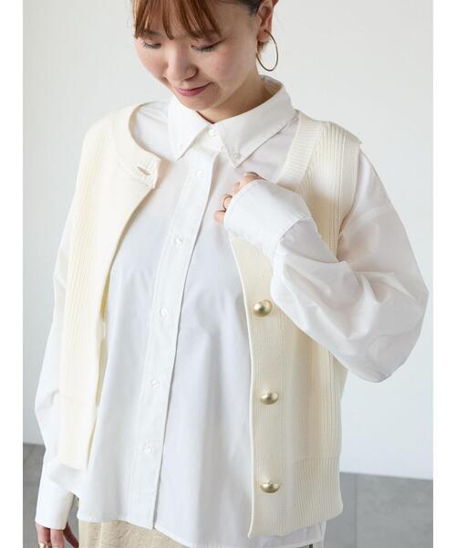 Lugnoncure（ルノンキュール）の「ボタンダウンクロップドシャツ（シャツ/ブラウス・レディース・サックスブルー/ネイビー/オフホワイト・F）」の9枚目の写真
