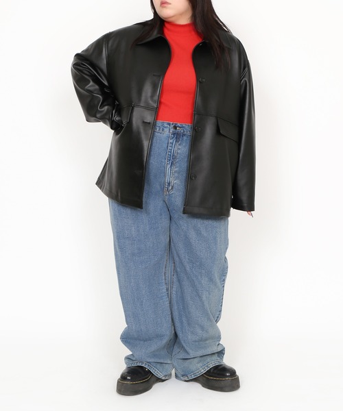 PUNYUS（プニュズ）の「合皮カージャケット（ブルゾン・レディース・ブラウン/ブラック・2/3/4）」の16枚目の写真