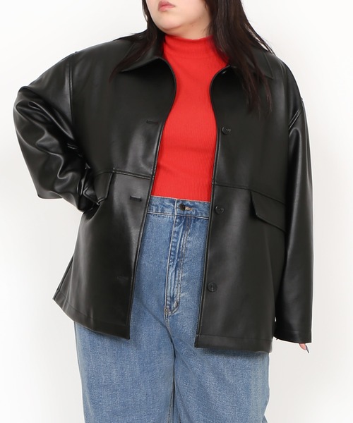 PUNYUS（プニュズ）の「合皮カージャケット（ブルゾン・レディース・ブラウン/ブラック・2/3/4）」の17枚目の写真