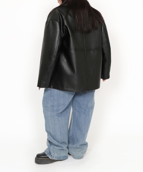 PUNYUS（プニュズ）の「合皮カージャケット（ブルゾン・レディース・ブラウン/ブラック・2/3/4）」の19枚目の写真