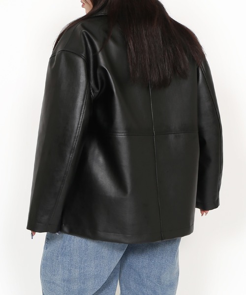 PUNYUS（プニュズ）の「合皮カージャケット（ブルゾン・レディース・ブラウン/ブラック・2/3/4）」の20枚目の写真