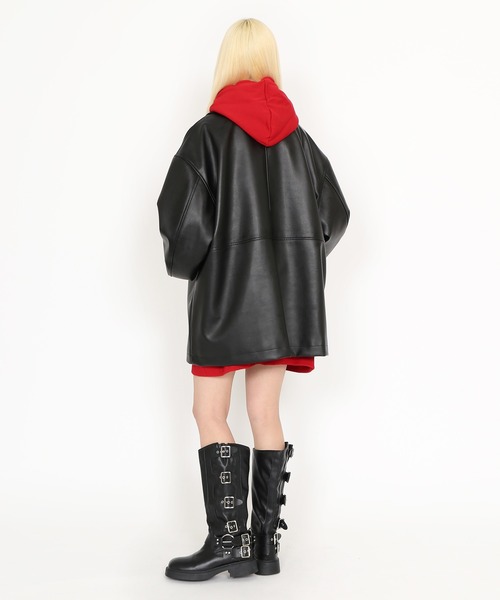 PUNYUS（プニュズ）の「合皮カージャケット（ブルゾン・レディース・ブラウン/ブラック・2/3/4）」の10枚目の写真