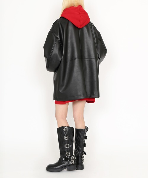 PUNYUS（プニュズ）の「合皮カージャケット（ブルゾン・レディース・ブラウン/ブラック・2/3/4）」の11枚目の写真