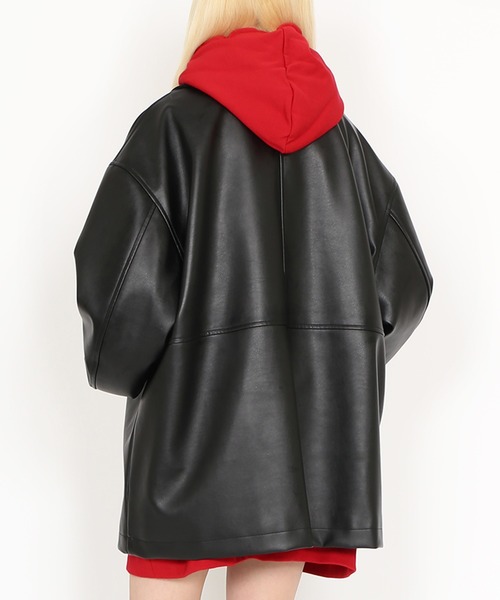 PUNYUS（プニュズ）の「合皮カージャケット（ブルゾン・レディース・ブラウン/ブラック・2/3/4）」の12枚目の写真