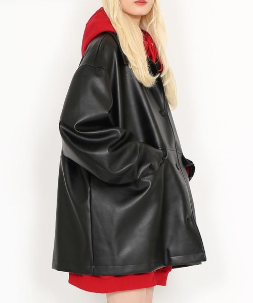 PUNYUS（プニュズ）の「合皮カージャケット（ブルゾン・レディース・ブラウン/ブラック・2/3/4）」の14枚目の写真