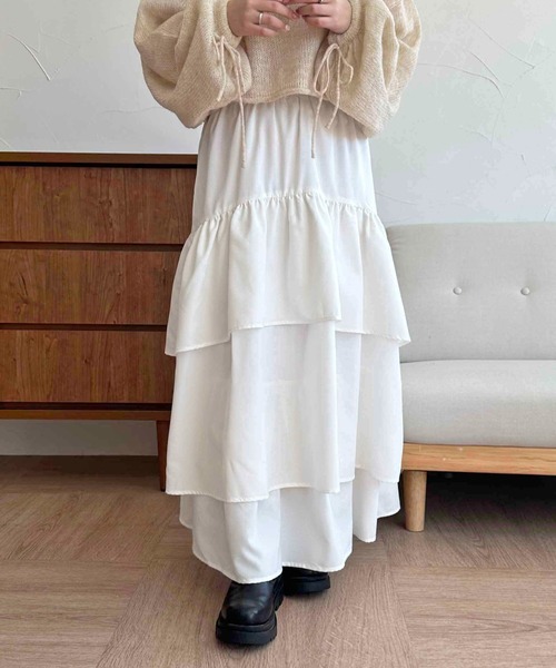 apres jour clair(アプレジュールクレア)の「【apres jour clair】ティアードスカート【ZOZOTOWN限定アイテム】(スカート・レディース・ブラック/アイボリー/オフホワイト・フリー/X-LARGE)」の22枚目の写真