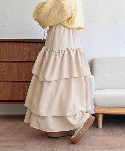 apres jour clair(アプレジュールクレア)の「【apres jour clair】ティアードスカート【ZOZOTOWN限定アイテム】(スカート・レディース・ブラック/アイボリー/オフホワイト・フリー/X-LARGE)」の21枚目の写真