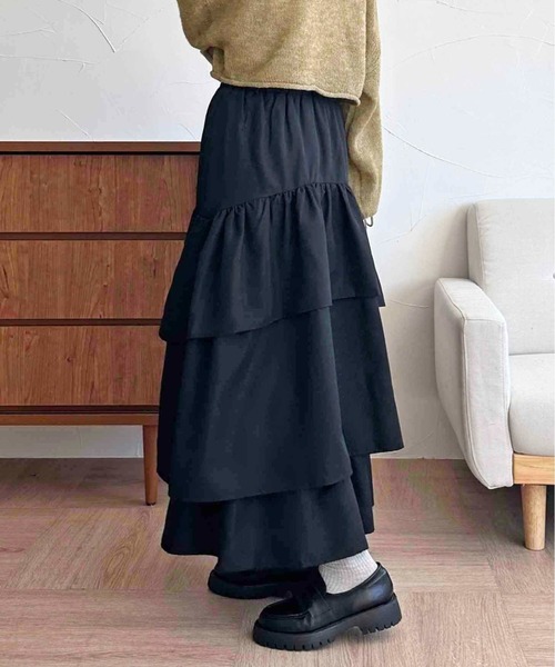 apres jour clair(アプレジュールクレア)の「【apres jour clair】ティアードスカート【ZOZOTOWN限定アイテム】(スカート・レディース・ブラック/アイボリー/オフホワイト・フリー/X-LARGE)」の7枚目の写真