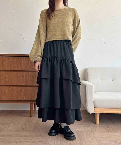 apres jour clair(アプレジュールクレア)の「【apres jour clair】ティアードスカート【ZOZOTOWN限定アイテム】(スカート・レディース・ブラック/アイボリー/オフホワイト・フリー/X-LARGE)」の8枚目の写真