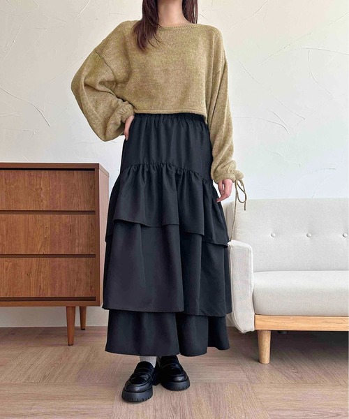 apres jour clair(アプレジュールクレア)の「【apres jour clair】ティアードスカート【ZOZOTOWN限定アイテム】(スカート・レディース・ブラック/アイボリー/オフホワイト・フリー/X-LARGE)」の9枚目の写真