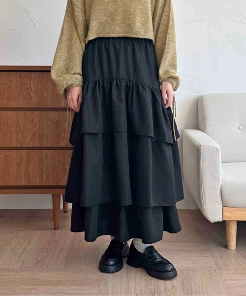 apres jour clair(アプレジュールクレア)の「【apres jour clair】ティアードスカート【ZOZOTOWN限定アイテム】(スカート・レディース・ブラック/アイボリー/オフホワイト・フリー/X-LARGE)」の5枚目の写真