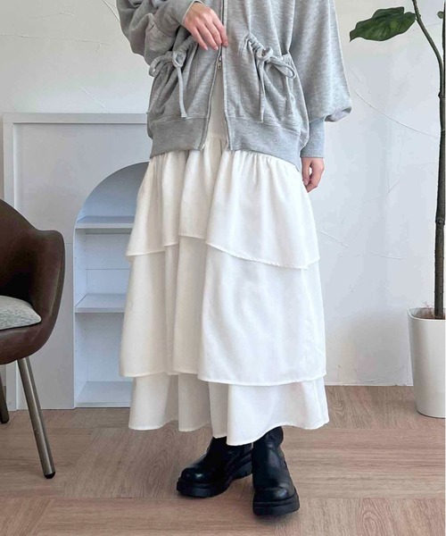 apres jour clair(アプレジュールクレア)の「【apres jour clair】ティアードスカート【ZOZOTOWN限定アイテム】(スカート・レディース・ブラック/アイボリー/オフホワイト・フリー/X-LARGE)」の16枚目の写真