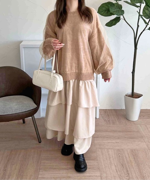 apres jour clair(アプレジュールクレア)の「【apres jour clair】ティアードスカート【ZOZOTOWN限定アイテム】(スカート・レディース・ブラック/アイボリー/オフホワイト・フリー/X-LARGE)」の4枚目の写真