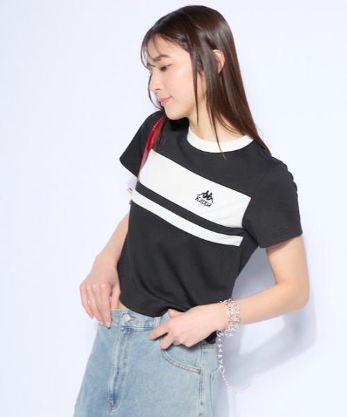 Kappa(カッパ)の「カラーブロック切替Tシャツ(Tシャツ/カットソー・レディース・ブラック/ホワイト・MEDIUM/LARGE/X-LARGE)」の6枚目の写真
