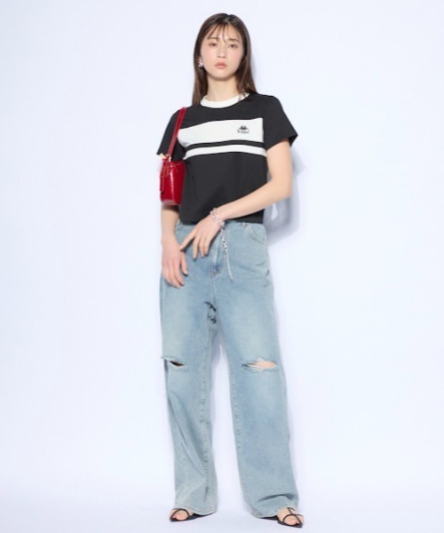 Kappa(カッパ)の「カラーブロック切替Tシャツ(Tシャツ/カットソー・レディース・ブラック/ホワイト・MEDIUM/LARGE/X-LARGE)」の9枚目の写真