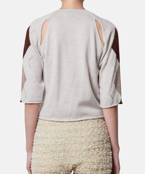 iRENE（アイレネ）の「アーガイルニットカーディガン / Argyle Knit Cardigan（ニット/セーター・レディース・ライトブルー/ベージュ・36）」の6枚目の写真