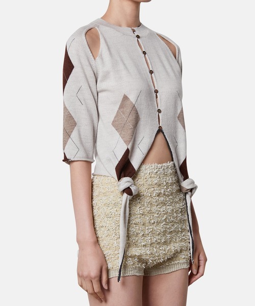 iRENE（アイレネ）の「アーガイルニットカーディガン / Argyle Knit Cardigan（ニット/セーター・レディース・ライトブルー/ベージュ・36）」の5枚目の写真