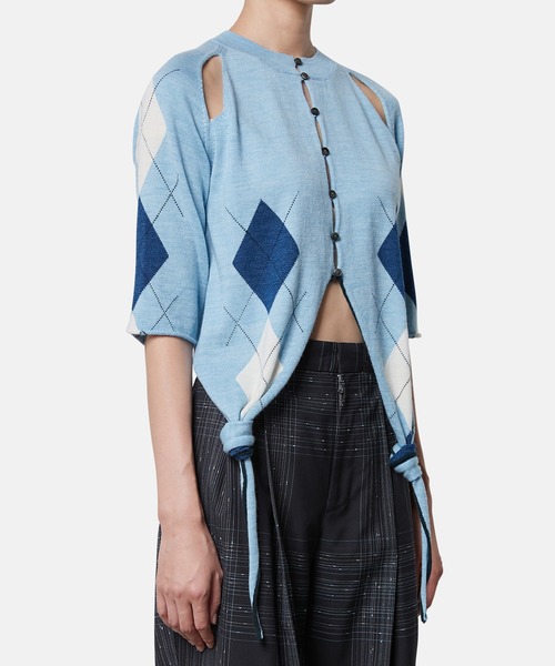 iRENE（アイレネ）の「アーガイルニットカーディガン / Argyle Knit Cardigan（ニット/セーター・レディース・ライトブルー/ベージュ・36）」の12枚目の写真