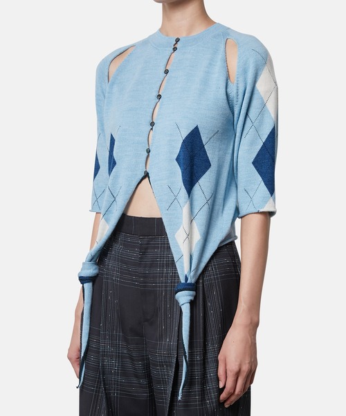 iRENE（アイレネ）の「アーガイルニットカーディガン / Argyle Knit Cardigan（ニット/セーター・レディース・ライトブルー/ベージュ・36）」の11枚目の写真